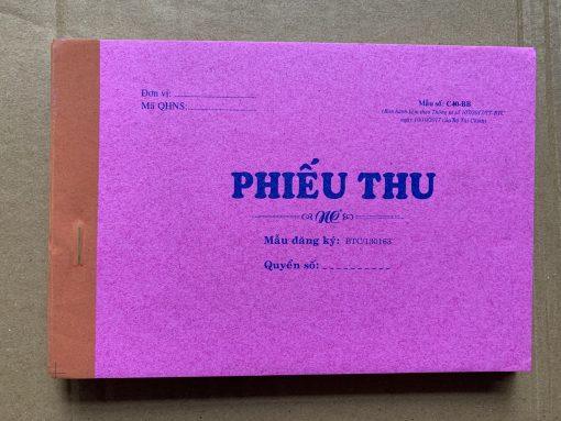 Phiếu thu 1 liên - 12.5x18.5 cm ( 40 tờ)