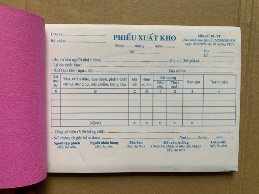 Phiếu xuất kho 3 liên - 12.5 x 18.5 cm ( 90 tờ )