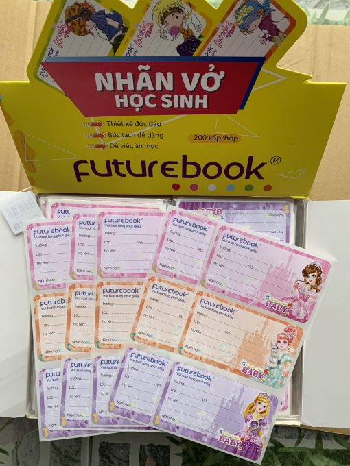 Nhãn vở Futurebook Công chúa xấp 5 tờ (15 nhãn)